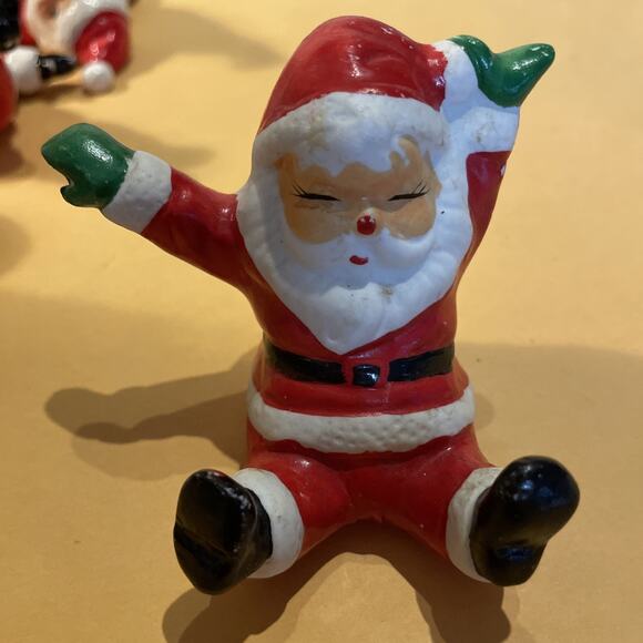 Vintage Christmas Happy Santa Decor Ceramic 2.5” Sku4 - Picture 1 of 5